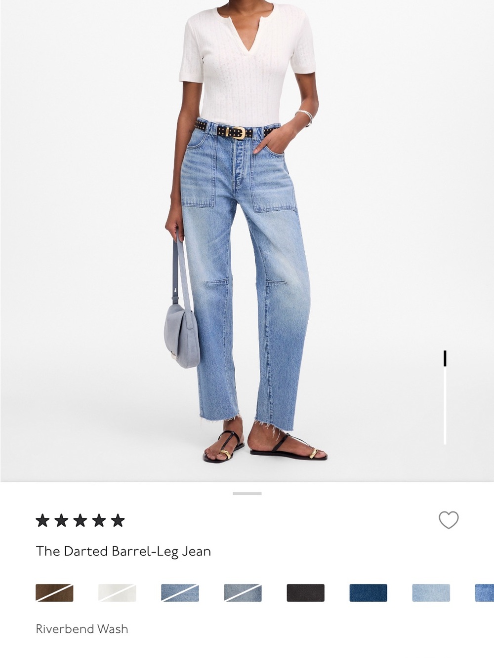 Madewell Light Blue Darted Barrel-Leg Jeans